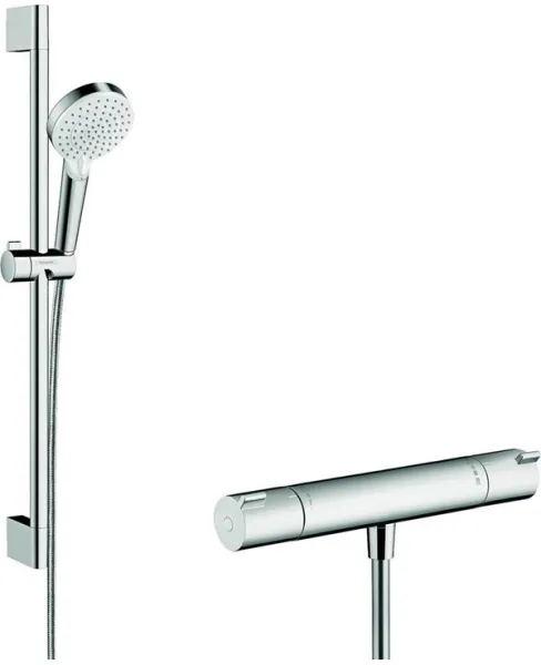 Hansgrohe Crometta Vario brusesæt med Ecostat 1001 CL termostat, hvid/krom