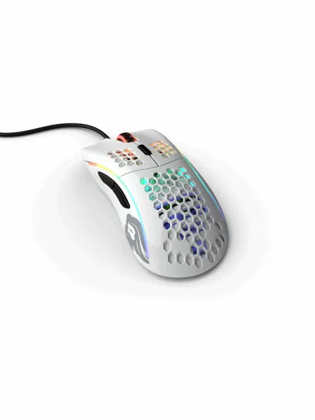 Glorious Model D - Glossy White - Gaming Mus - Optisk - 6 knapper - Hvid med RGB-LED lys