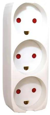 Gripo Stikdåse med 3 udtag og jord, Hvid